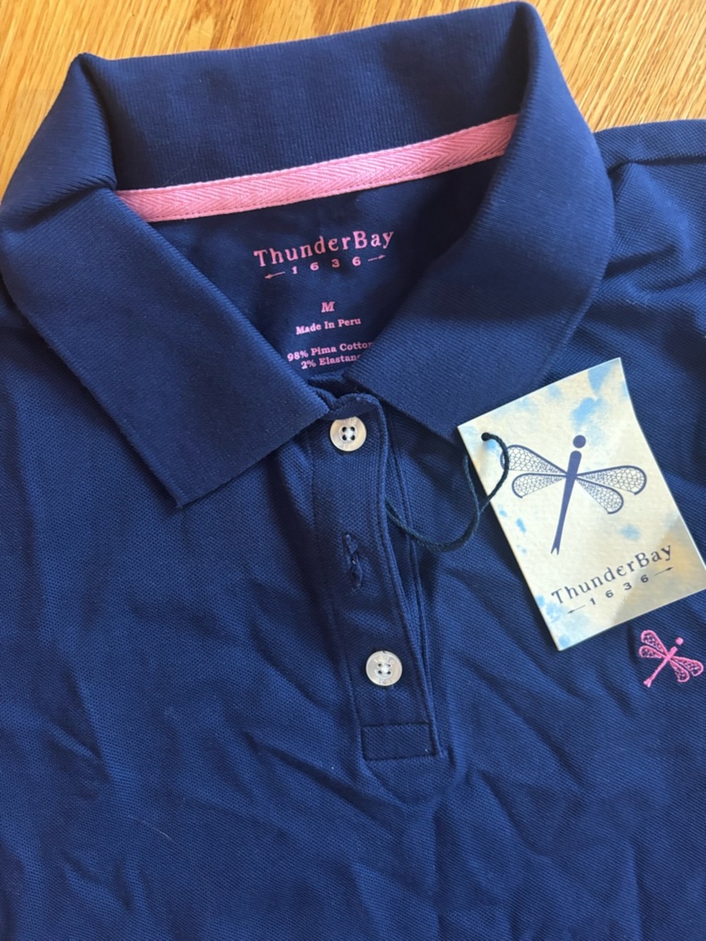 Thunderfly  Polo Navy Blue Polo with Pink Lacrosse Logo